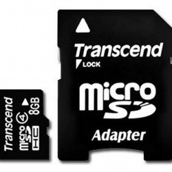 Флаш памет TRANSCEND 8GB micro SDHC Class 4 + SD Adapter