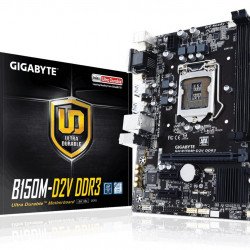 Дънна платка GIGABYTE B150M-D2V DDR3, B150, DDR3/DDR3L 1866(OC)/1600/1333, VGA, DVI, LGA1151