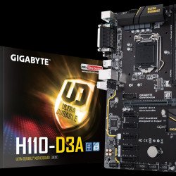 Дънна платка GIGABYTE H110-D3A, /6 X PCI-E/BTC/1151, DDR4 2133 MHz, M.2, LGA1151