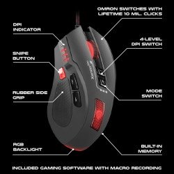 Мишка GENESIS XENON 200, Gaming Mouse 3000dpi RGB Backlight, USB