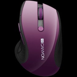 Мишка CANYON CNS-CMSW01P, 2.4Ghz wireless mouse, optical tracking - blue LED, 6 buttons, DPI 1000/1200/1600, Purple pearl glossy