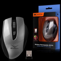 Мишка CANYON CNS-CMSW7G, Wireless Rechargeable Mouse, innovative solution for comfort usage, requires no batteries, the ability to charge from the USB port and from the usual outlets, up to 14 days on a single charge, sensor resolution 800/1200/1600 DPI