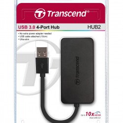 Мрежово оборудване TRANSCEND TS-HUB2K, USB 3.0, 4-Port HUB, Ultra slim and portable, Black