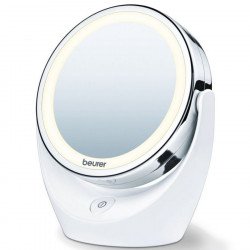 За тялото BEURER BS49, Козметично огледало, 2 огледала (нормално и с 5 степенно увеличение), 12 LED диода, диаметър 11см, цвят - матирано бяло