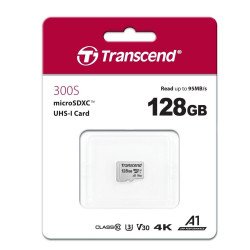 Флаш памет TRANSCEND 128GB microSD UHS-I U1 A1 (without adapter), TS128GUSD300S