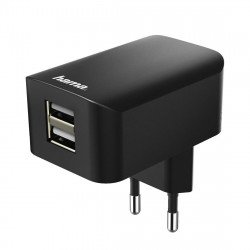 USB захранващ адаптер HAMA Зарядно 220V 173757, 2x USB, 3.1A, Черен