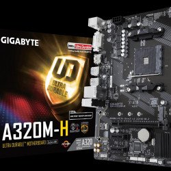 Дънна платка GIGABYTE A320M-H, AMD A320, DDR4 3200(O.C.)/2666/2400/2133 MHz, DVI, HDMI, M.2 Socket, USB 3.1, AM4