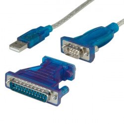 Кабел / Преходник ROLINE 12.99.1160 :: VALUE конвертор USB към Serial, с адаптер DB9 F-DB25 M, 1.8 м