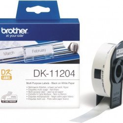 Оригинални консумативи BROTHER DK-11204 Multi Purpose Labels, 17mmx54mm, 400 labels per roll, Black on White,DK11204