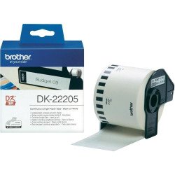 Оригинални консумативи BROTHER DK-22205 Roll White Continuous Length Paper Tape 62mmx30.48M (Black on White),DK22205