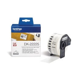 Оригинални консумативи BROTHER DK-22225 White Continuous Length Paper Tape 38mm x 30.48m, Black on White,DK22225