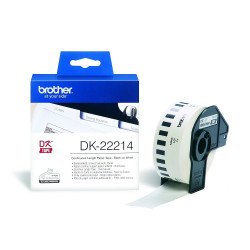 Оригинални консумативи BROTHER DK-22214 White Continuous Length Paper Tape 12mm x 30.48m, Black on White, DK22214