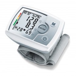 Уред за здраве BEURER Апарат за измерване на кръвно налягане за китка (14-19.5см), цветна индикация за рискови стойности, индикатор при аритмия, индикатор за състоянието на батерията, цвят бял, BC31