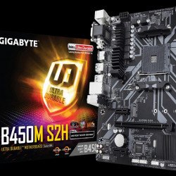 Дънна платка GIGABYTE B450M S2H, AMD B450, DDR4 3200(O.C.)/2666/2400/2133 MHz, VGA, DVI, HDMI, M.2 Socket, USB 3.1, AM4