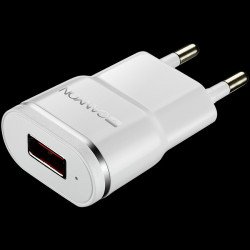 USB захранващ адаптер CANYON CNE-CHA01WS, Single USB AC charger for smartphone and tablet, Input 100V-240V, Output 5V-1A, white glossy plastic + silver stripe