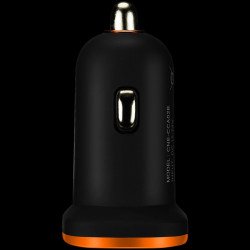USB захранващ адаптер CANYON CNE-CCA02B, Universal  2xUSB car adapter, Input 12V-24V, Output 5V-2.1A, with Smart IC, black rubber coating with orange electroplated ring(without LED backlighting)