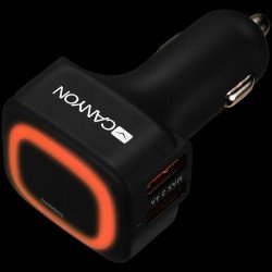 USB захранващ адаптер CANYON CNE-CCA05B, Universal  4xUSB car adapter, Input 12V-24V, Output 5V-4.8A, with Smart IC, black  rubber coating + orange LED