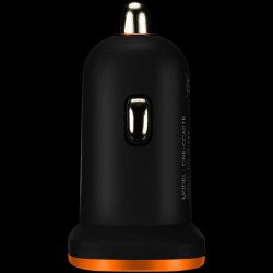 CANYON CNE-CCA01B, Universal 1xUSB car adapter, Input 12V-24V, Output 5V-1A, black rubber coating with orange electroplated ring(without LED backlighting)