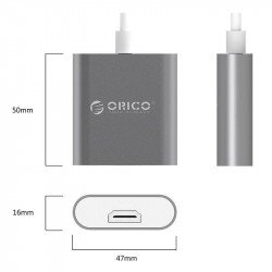USB кабел ORICO Adapter - USB 3.1 Type C -> HDMI F, gray - RCH-SG