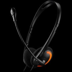 Слушалки CANYON PC headset with microphone, volume control and adjustable headband, cable 1.8M, Black/Orange