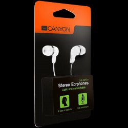 Слушалки CANYON Stereo earphones with microphone, White
