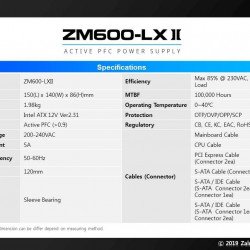 Кутии и Захранвания ZALMAN Захранване PSU 600W APFC ZM600-LXII