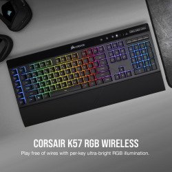 Клавиатура CORSAIR K57 RGB Wireless (SLIPSTREAM WIRELESS, RGB Backlit CAPELLIX LED, US layout)-CH-925C015-NA