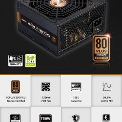 Кутии и Захранвания ZALMAN PSU GigaMax 750W Bronze ZM750-GVII