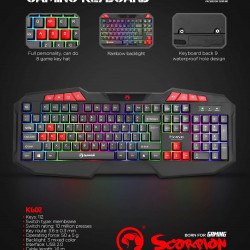 Клавиатура MARVO Геймърска клавиатура Gaming keyboard  112 keys - K602 - Rainbow backlight