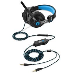 Слушалки SHARKOON Геймърски слушалки  RUSH ER2 Blue, Gaming Headset, Inline Controller, 40 mm Speakers, 32 Ohm, 20Hz-20 000Hz, Microphone, Stereo Jack