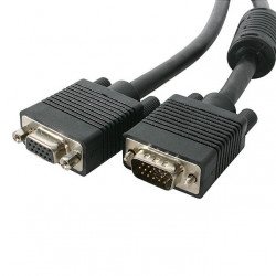 Кабел / Преходник SBOX VGA-MF2 :: Удължителен SVGA кабел, HD15 M - HD15 F, 2.0 м, феритни накрайници