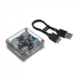 Аксесоари ORICO Хъб USB3.0 HUB 4 port transparent - MH4U-U3-03-CR