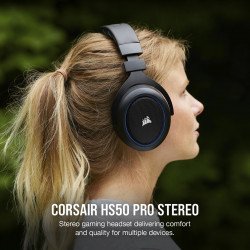 Слушалки CORSAIR Геймърски слушалки  HS50 PRO STEREO Gaming Headset (50mm неодимови говорители, контрол на звука, микрофон) Blue