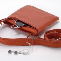 Раници и чанти за лаптопи TUCANO BFIMIN-O :: Чанта за iPod / MP3 / GSM, Fina Mini, кожена, оранжев цвят