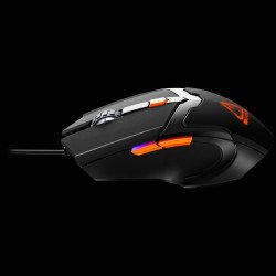 Мишка CANYON Optical Gaming Mouse with 6 programmable buttons, Pixart optical sensor, 4 levels of DPI and up to 3200, 3 million times key life, 1.65m PVC USB cable,rubber coating surface and colorful RGB lights, size:125*75*38mm, 140g