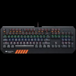 Клавиатура CANYON CANYON Wired multimedia gaming keyboard with lighting effect, 108pcs rainbow LED, Numbers 104keys, EN double injection layout, cable length 1.8M, 450.5*163.7*42mm, 0.90kg, color black