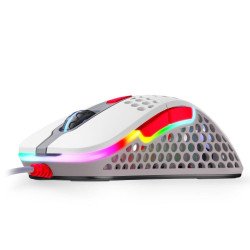 Мишка MATROX Геймърска мишка Xtrfy M4 Retro, RGB, Бял/Сив/Червен