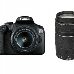 Цифров Фотоапарат CANON Canon EOS 2000D, black + EF-s 18-55mm f/3.5-5.6 IS II + EF 75-300 mm f/4.0-5.6 III