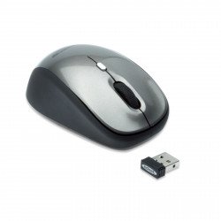 Мишка EDNET 81165 :: Безжична оптична мишка, 2.4 GHz, Nano приемник, On/Off бутон, 800/1600dpi, черно-сива