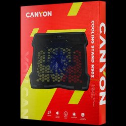 Аксесоари за лаптопи CANYON Cooling stand single fan with 2x2.0 USB hub, support up to 10-15.6 laptop, ABS plastic and iron,  Fans dimension:125*125*15mm(1pc), DC 5V, fan speed:  800-1000RPM, size:340*265*30mm, 406g