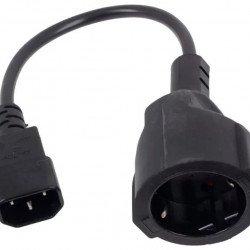 Кабел / Преходник VCOM VCom захранващ кабел Cable Power Ext IEC 320 C14 / SCHUKO F 0.2m 16A Black - CE002-CU1.5mm-0.2m