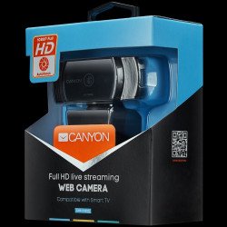 WEB Камера CANYON CANYON 1080P full HD 2.0Mega auto focus webcam with USB2.0 connector, 360 degree rotary view scope, built in MIC, IC Sunplus2281, Sensor OV2735, viewing angle 65 , cable length 2.0m, Black, 76.3x49.8x54mm, 0.106kg