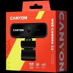 WEB Камера CANYON CANYON C2 720P HD 1.0Mega fixed focus webcam with USB2.0. connector, 360  rotary view scope, 1.0Mega pixels, built in MIC, Resolution 1280*720(1920*1080 by interpolation), viewing angle 46 , cable length 1.5m, 90*60*55mm, 0.104kg, Black