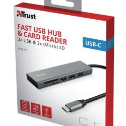 Аксесоари за лаптопи TRUST Halyx Fast USB-C Hub & Card Reader