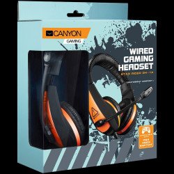 Слушалки CANYON CANYON Gaming headset 3.5mm jack with adjustable microphone and volume control, with 2in1 3.5mm adapter, cable 2M, Black, 0.23kg