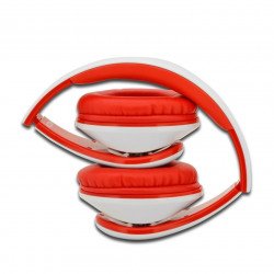 Слушалки EDNET 83056 :: HEAD BANG слушалки с вграден микрофон, сгъваеми, червено-бели