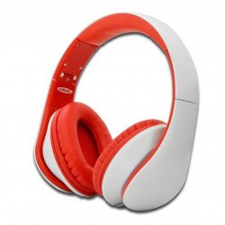 Слушалки EDNET 83056 :: HEAD BANG слушалки с вграден микрофон, сгъваеми, червено-бели