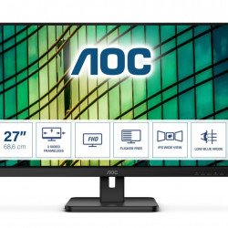 Монитор AOC 27E2QAE, 27 IPS WLED, 1920x1080@75Hz, 4ms GTG, 250cd/m2, 1000:1, 20M:1 DCR, Adaptive Sync, FlickerFree, Low Blue Light, 2Wx2, Tilt, Swivel, D-SUB, HDMI, DP