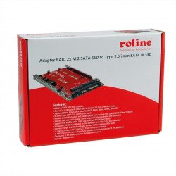 Аксесоари ROLINE ROLINE 16.01.4145 :: Интерфейсен адаптер SSD M.2 към SATA, 2x M.2 NGFF SSD, RAID
