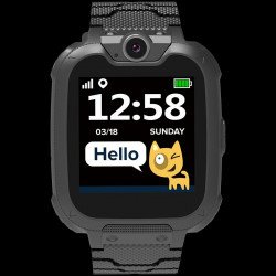 Смарт часовник CANYON Kids smartwatch, 1.54 inch colorful screen, Camera 0.3MP, Mirco SIM card, 32+32MB, GSM(850/900/1800/1900MHz), 7 games inside, 380mAh battery, compatibility with iOS and android, Black, host: 54*42.6*13.6mm, strap: 230*20mm, 45g